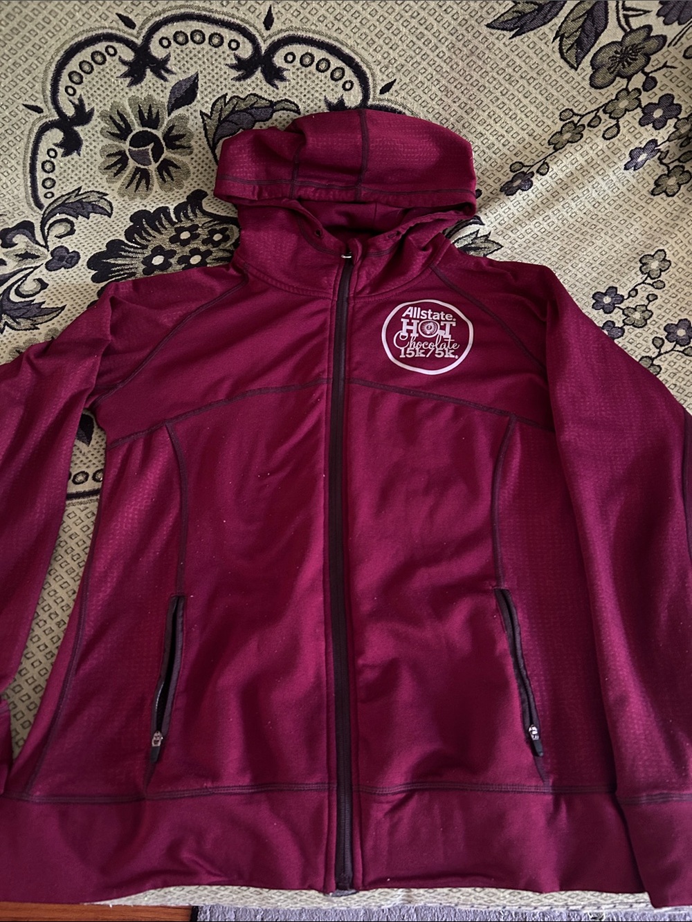 Women's Maroon Hooded Zip Jacket